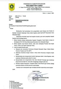 Camat Cariu kirim surat penghentian kegiatan sementara galian tanah di desa mekarwangi